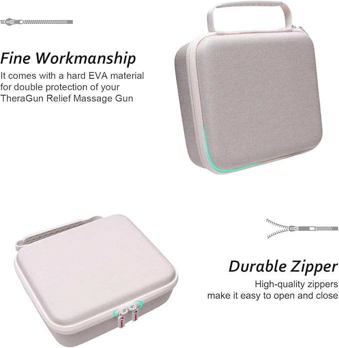 XANAD Massage Gun Case Compatible with TheraGun Relief Handheld Percussion Massage Gun,Massage Neck/Back/Leg/Shoulder,Cream-Inside: 8.3"x6.9"x2.4" (Case Only)