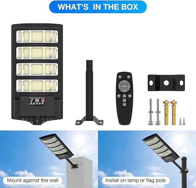 Solar Street Lights Outdoor Waterproof,400W 320°Wide Angle Flood Light, LED Solar Parking Light with Motion Sensor and Remote Control for Outdoor, Streets, Courtyards,Parking Garages,-1Pack