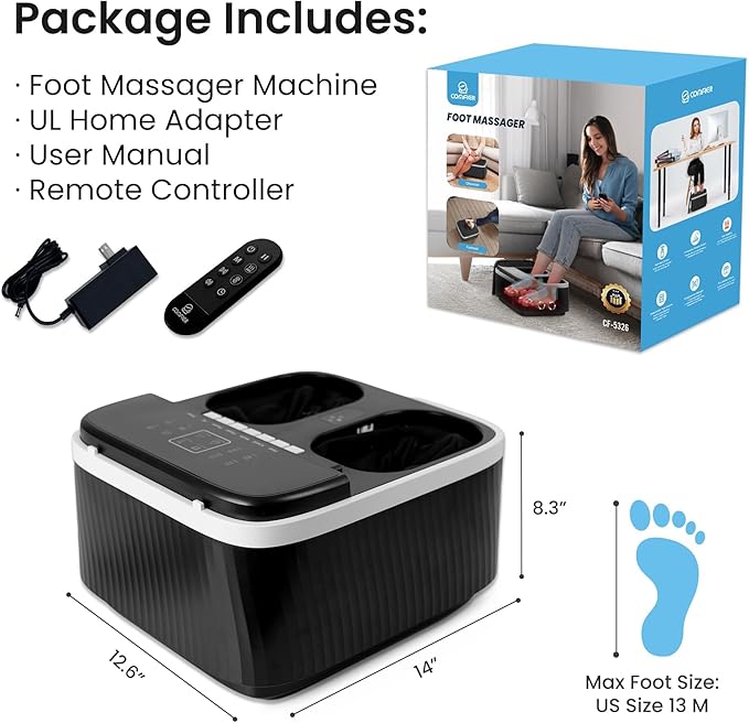 COMFIER Foot Massager with Heat, Shiatsu Foot Massager Machine for Neuropathy Plantar Fasciitis, Squeeze & Rolling Foot Massage, Remote Control & Piano-Key Button