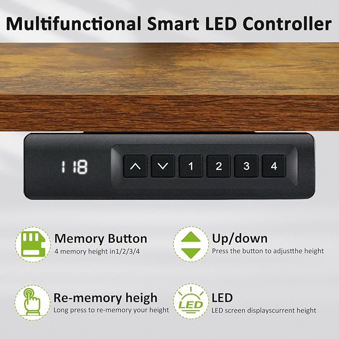 farexon 55 x 24 inch Standing Desk Electric Adjustable Height with Charging Station, Stand up Desk with Oversized Mouse Pad, Ergonomic Curved Workstation, 4 Caster, 4 Preset Heights Easy to Set(Brown