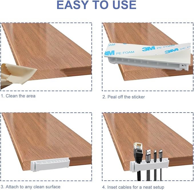 Cable Clips Holder, Self Adhesive Cables Management Clips Cord Organizer Charger for Home Office Desktop Nightstand Car Wire, Cord Holders 2 PCS