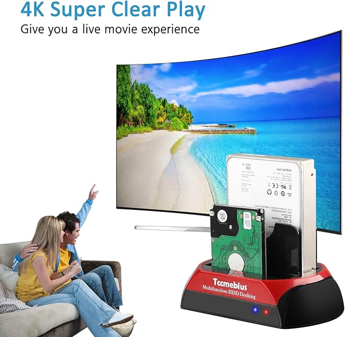 USB 2.0 Hard Drive Docking Station, TCC-S867-US USB 2.0 to 2.5 3.5 Inch SATA IDE Dual Slots Reader External Enclosure, for 2.5" 3.5" IDE SATA I/II/III HDD SSD