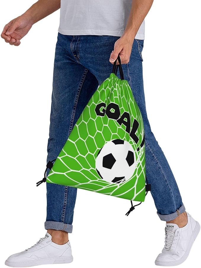 Soccer Drawstring Backpack Gym String Bag Water Resistant Drawstring Sackpack Sport For Womens Mens, Football1