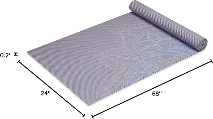 Gaiam Yoga Mat - Premium 5mm Print Thick Non Slip Exercise & Fitness Mat for All Types of Yoga, Pilates & Floor Workouts (68" x 24" x 5mm)