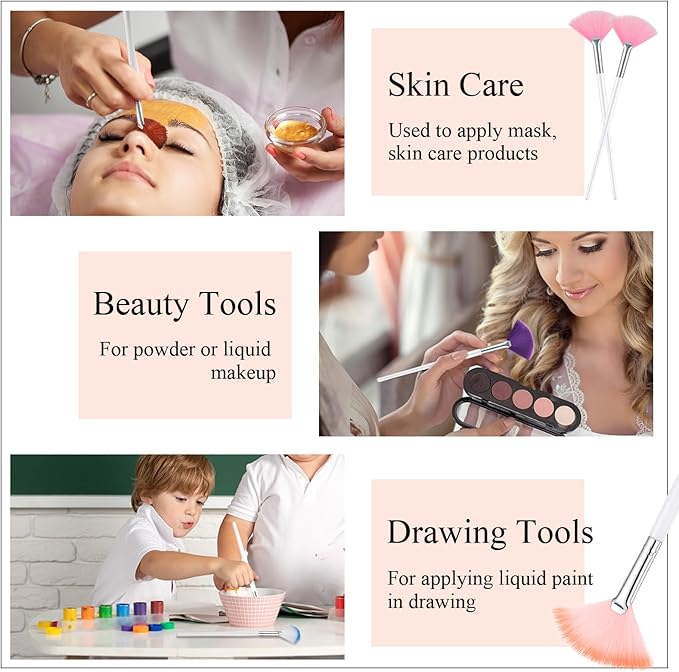 9 Pieces Facial Fan Mask Brushes, Soft Facial Applicator Brushes Tools for Peel Glycolic Makeup for Mud Cream(Multicolor)
