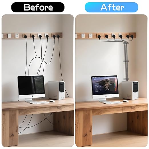 XHF 30pcs Adhesive Cable Wire Clips Kit Black, Outdoor Cable Management Wire Organizer Cord Holder for Under Desk, Car, Wall, TV PC Ethernet Cable