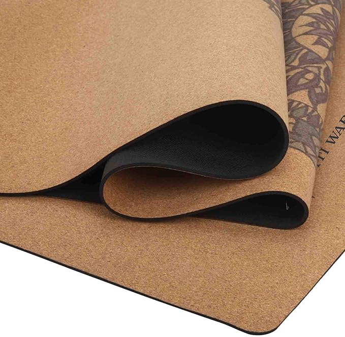 Shakti Warrior Cork Yoga Mat - Artist Designed, Premium Printed Eco-Friendly Non-Slip mat, Great for Regular & Hot Yoga, Pilates, Workouts 72 inch x 24 inch x 3mm Thick
