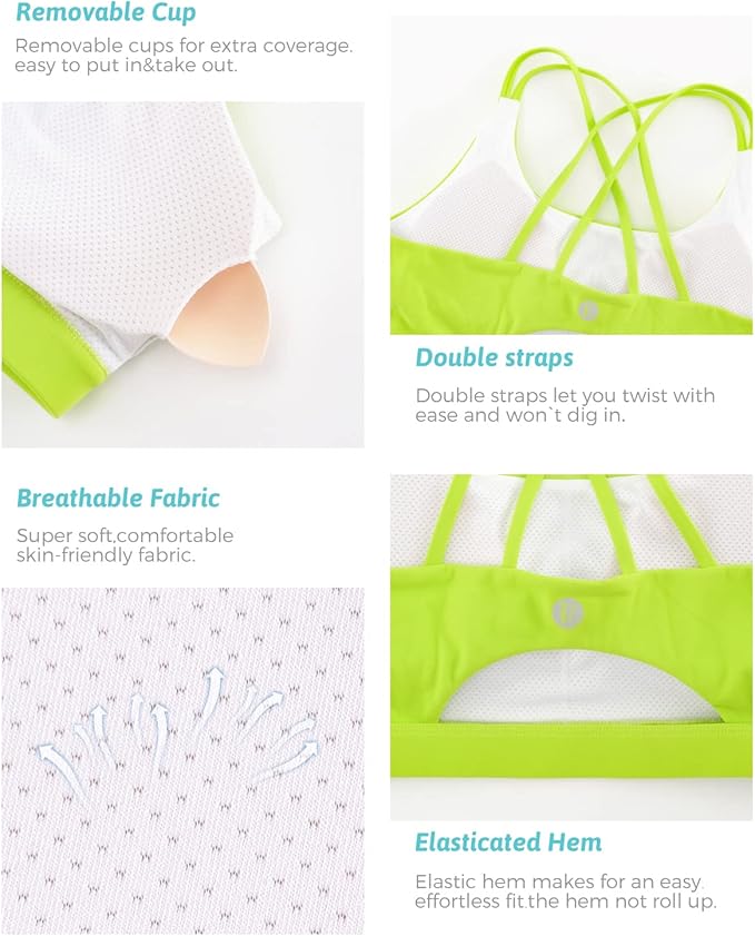 RUNNING GIRL Sports Bras for Women,Padded Sports Bra Tank Top Sexy Crisscross Back High Impact Longline Workout Yoga Bra