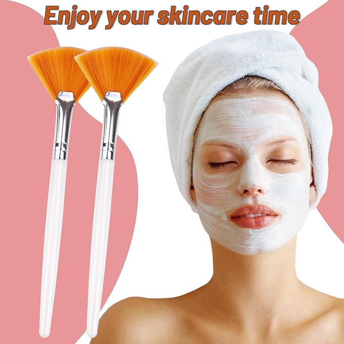 20 Pieces Fan Brushes Facial Applicator Brush Soft Makeup Mask Acid Applicator Brush Esthetician Cosmetic Brush for Mud Cream, Makeup Peel (Yellow)