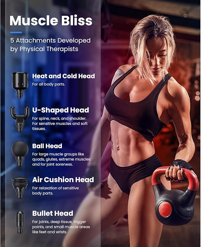 BOB AND BRAD T2 Pro Massage Gun with Heat and Cold, Deep Tissue Percussion Massager Gun, Muscle Massager, Electric Back Massagers for Professional Athletes Home Gym, FSA and HSA Eligible