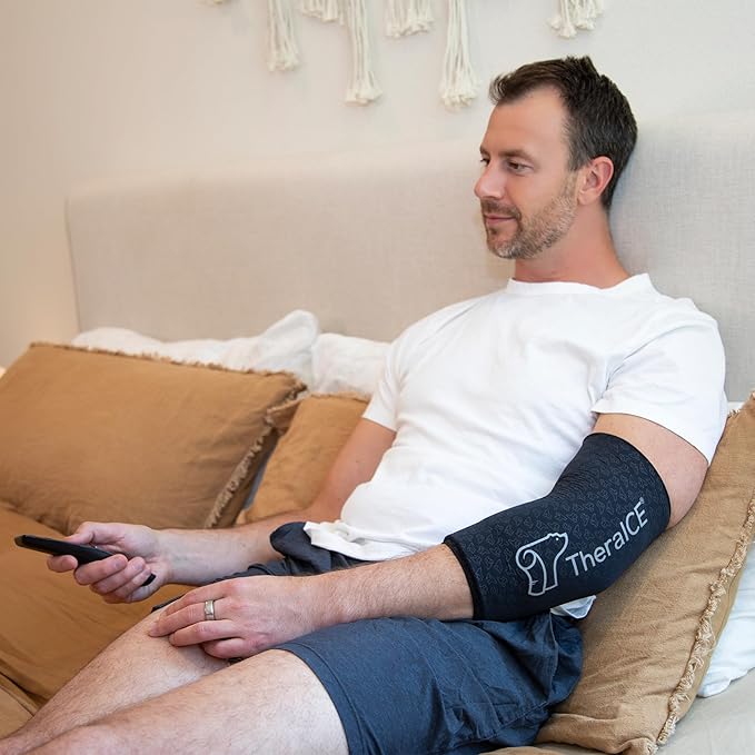 TheraICE Knee Ice Pack Wrap Compression Sleeve for Injuries, Reusable Gel Cold Packs Brace Also for Elbow, Ankle & Calf - Flexible Cold Wrap Recovery for Meniscus, ACL, MCL Pain Relief