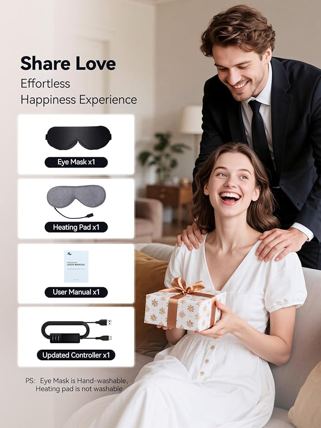 Heated Eye Mask for Dry Eyes, Improved Sleep, Warm Eye Compress for MGD, Dry Eye Syndrome, Chalazion Blepharitis Stye Eye Treatment, Steam Moist to Unclog Glands (Black)