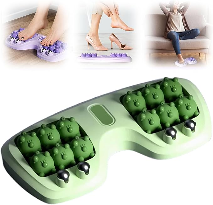 Foot Massager Roller for Plantar Fasciitis Relief, Upgrade Dual Foot Acupressure Massage for Stress Relief and Improved Circulation, Portable Feet Massager Tool for Home Office Use (Green)