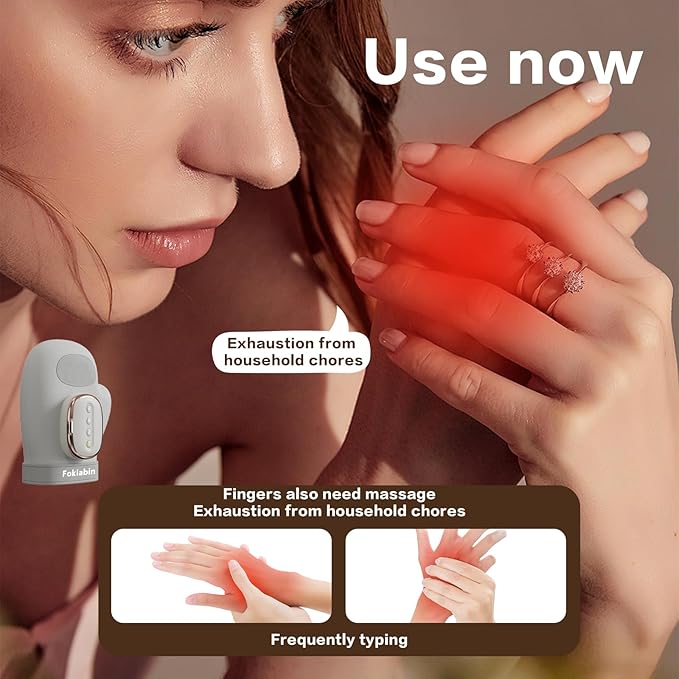 Electric Hand Massager with Heat and Compression 6 Modes Electric Massager for Comfort Battery-Powered Rechargeable Portable Office Trave Use 60ml Aloe Lotion & Compression Gloves