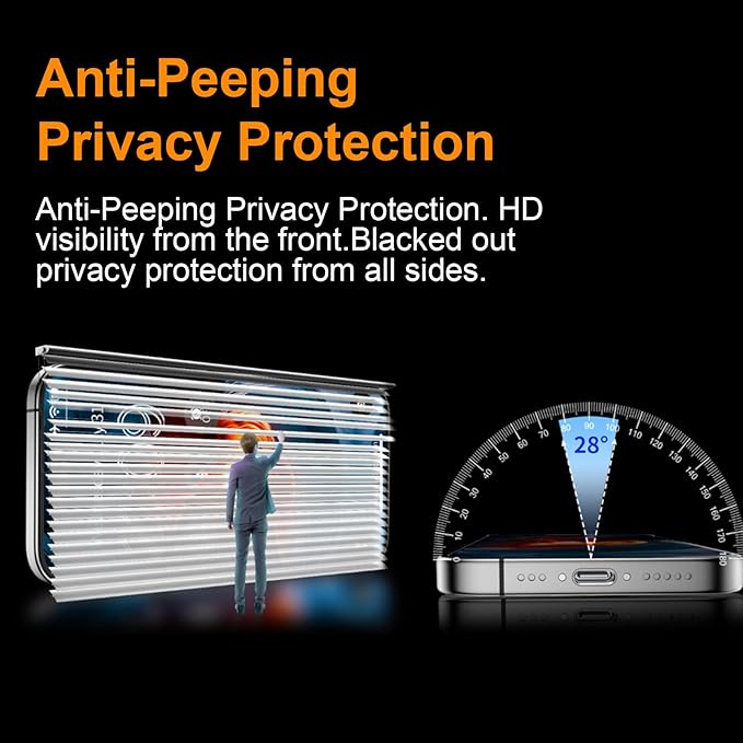 OneFish for iPhone 16 Plus 6.7inch Tempered Glass Screen Protector 2 Pack Auto Dust-Elimination Easy Installation Privacy Screen Protector