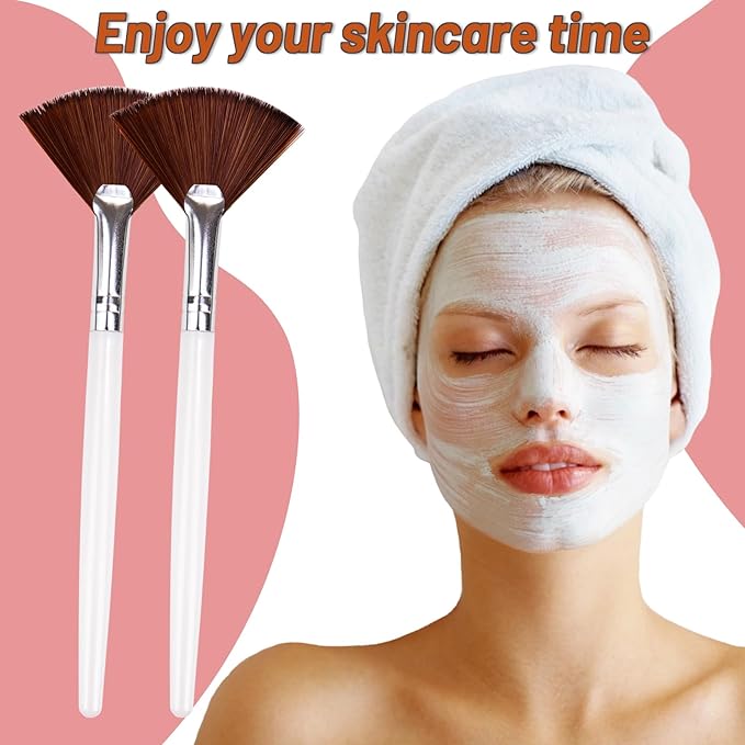 20 Pieces Fan Brushes Facial Applicator Brush Soft Makeup Mask Acid Applicator Brush Esthetician Cosmetic Brush for Mud Cream, Makeup Peel (Brown)