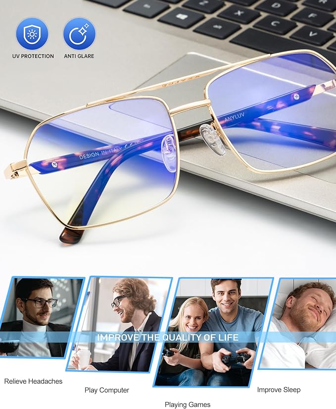 ANYLUV Blue Light Glasses Men/Women, Blue Light Blocking Glasses, Computer Screen Blocker Eyes Protection Glasses