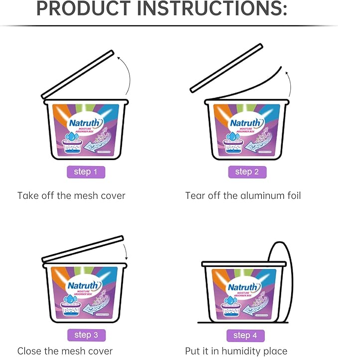 NATRUTH Moisture Absorbers With Lavender Scent,12.5OZ*6-Pack Portable Closet Dehumidifier, Odor Eliminator Absorber Bucket,Humidity Absorber,Cleaner Air Dehumidifier for Closet,Bathrooms, Kitchen