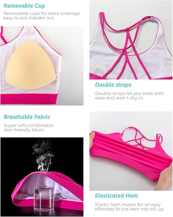 RUNNING GIRL Sports Bras for Women,Padded Sports Bra Tank Top Sexy Crisscross Back High Impact Longline Workout Yoga Bra