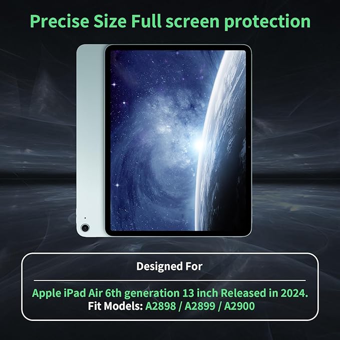 Privacy Screen Protector Compatible with iPad Air 13 In ,Removable iPad Air 13 Inch M2 / M3 (6/7th Gen ,2024/2025) Screen Protector, Anti-Glare Blue Light Film, Bubble Free Anti-Scratch Privacy Filter