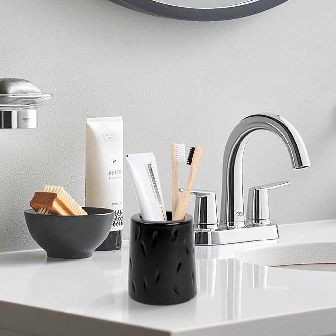 Ceramic Pen Holder for Desk, Makeup Brush Holder, Pencil Holder Stand, Pencil Cup Pot with Raindrop Design, Dual Use Desktop Organizer for Office, Home, School, Vanity