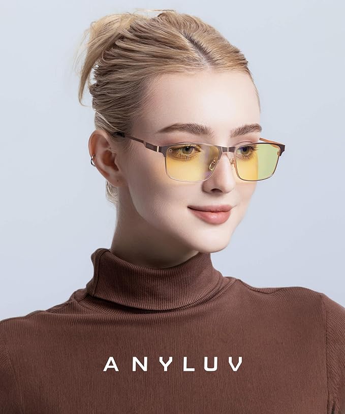 ANYLUV Blue Light Glasses for Men/Women, Lightweight Blue Light Blocking Glasses, Anti-Eye Strain Computer Glasses for Gaming