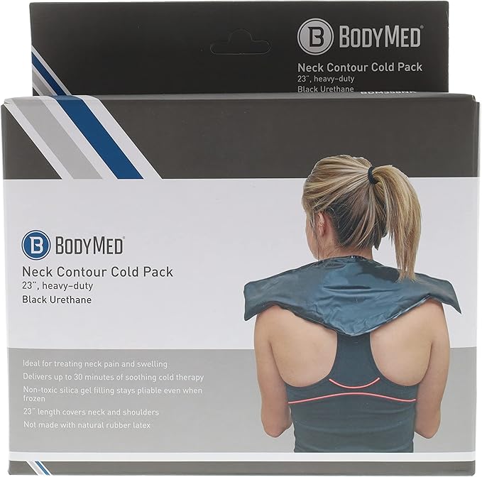 BodyMed Heavy Duty Reusable Urethane Ice Pack for Neck - Professional Grade Cold Therapy for Injuries, Aches, Swelling, Bruises, Sprains - 23 in. Long (Neck Contour)