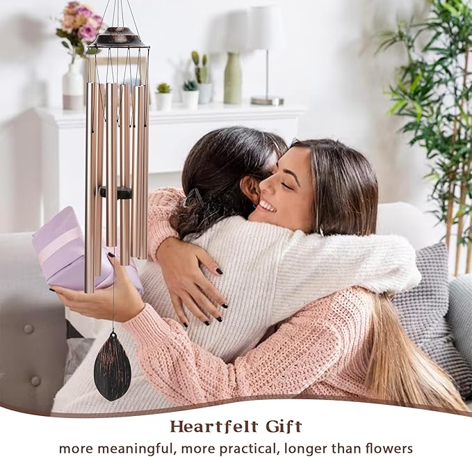 MUMTOP Wind Chimes for Outside - Deep Tone Memorial Sympathy Wind Chimes Outdoor, 38.5 Inch Windchimes Clearance for Garden, Patio,Yard Decor Gift (Golden)