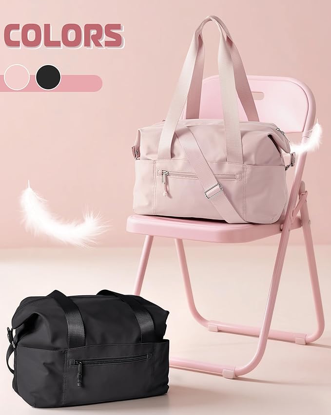 Small Gym Bag with Yoga Mat Holder, Wet Pocket and a Separate Pouch, Small Gym Duffle Bag for Women with Detachable Crossbody Shoulder Strap, Pink