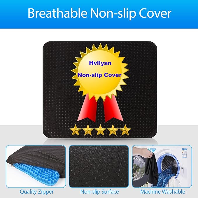 Gel Seat Cushion for Long Sitting (Thick & Extra Large), Gel Cushion for Wheelchair Soft, Chair Cushion, Car Seat Cushion Breathable, for Office Chair for Hip Pain