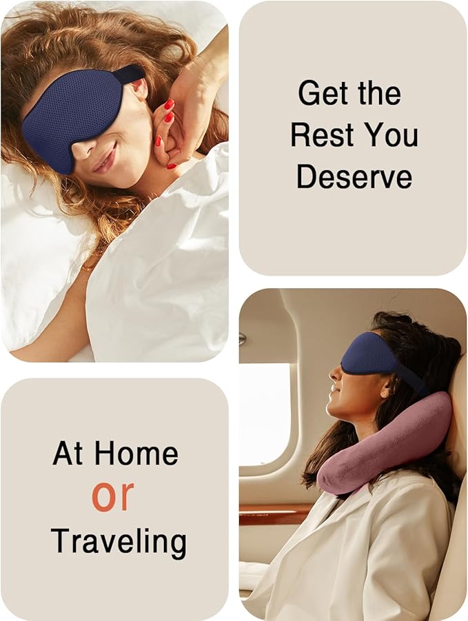 MABAO Sleep Mask for Side Sleeper, Eye Mask for Sleeping Women Men, 3D Contoured Cup No Eye Pressure 100% Light Blocking Sleeping Mask with Adjustable Strap Night Blindfold Flight, Travel, Nap, Blue