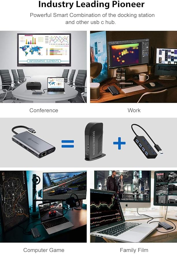 UtechSmart USB C Hub, 3 HDMI Docking Station Triple Display 12 in 1 USB C Laptop Adapter with 4K HDMI PD3.0 SD TF Card Reader Gigabit Ethernet for MacBook Pro/Air/M1/M2 & Windows