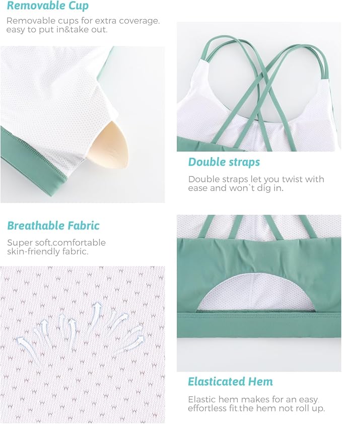 RUNNING GIRL Sports Bras for Women,Padded Sports Bra Tank Top Sexy Crisscross Back High Impact Longline Workout Yoga Bra