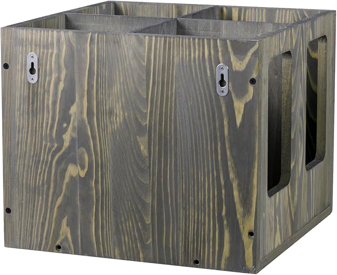 MyGift 4-Slot Vintage Brown Wood Foam Roller Storage Organizer, Wall Mounted or Floor Standing Holder Rack for Yoga Mats and Gym Accessories