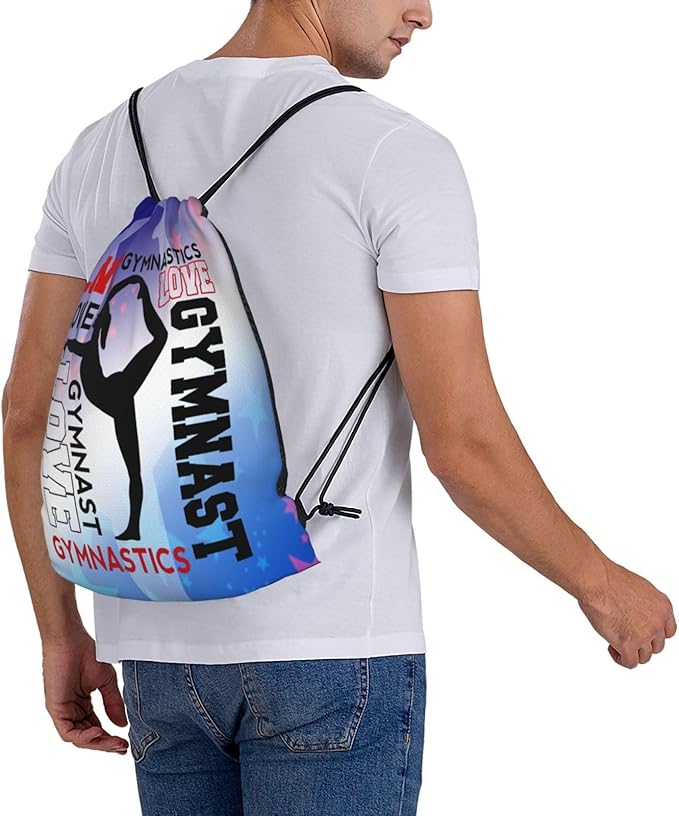 Gymnastics Drawstring Backpack Light Gym String Bag Pink Water Resistant Sackpack Sport Yoga Daypack For Womens Mens