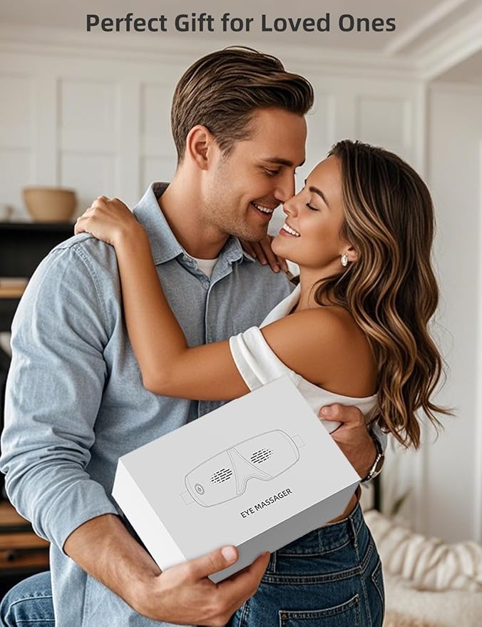 Eye Massager with Heat & Vibration, Upgraded Heated Eye Massager with Acupressure, Music, Voice Prompts, Vision Window, Smart Eye Care Birthday Gifts for Mom Dad Friend Women Men