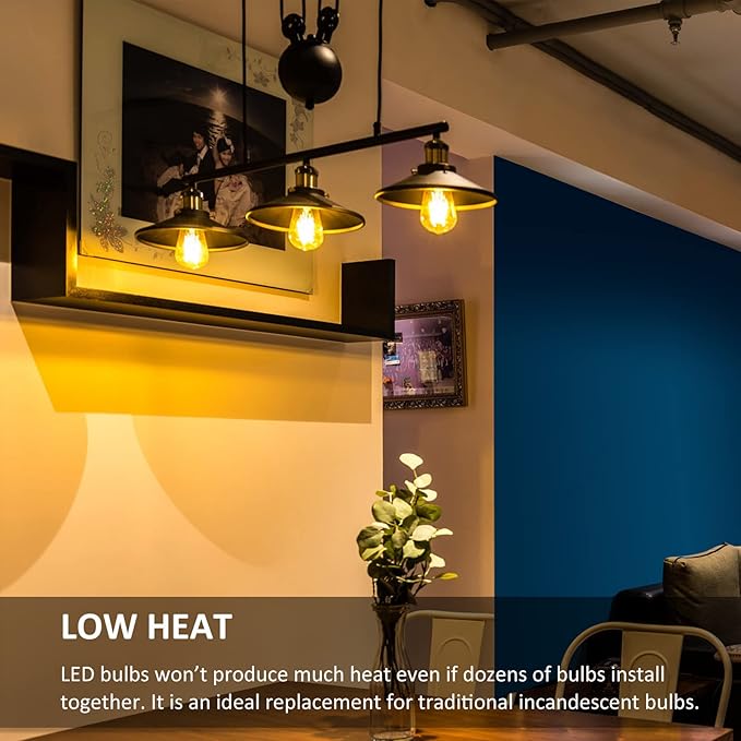 MAXvolador 12-Pack Dimmable Vintage LED Edison Bulb 60W Equivalent, 6W 850Lumens Amber Warm 2200K ST58 Antique Filament Light Bulbs, E26 Base