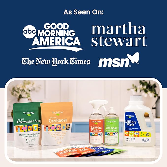 Natural Laundry Detergent for Sensitive Skin | Eco Friendly, Plant Based, Baby Clothes Safe | Clean & Easy Powder to Liquid, 3 Pack Detergent + 1 Refillable Jug | Signature Scent 150 Loads