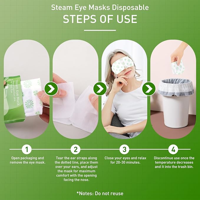 5Packs Steam Eye Mask for Dry Eyes, Self Heating Eye Mask for Relief Eye Fatigue Sleep, Disposable Moist Heating Compress Pads Travel Essentials Spa Gifts for Women Men Birthday Christmas Valentines