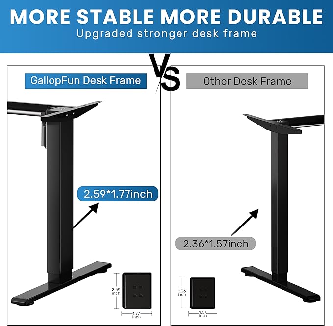 Electric Standing Desk Frame,Memory Controller Height Adjustment,176lbs Weight Capacity,For 37 to 77.5" Desktop,Ergonomic Sit Stand Desk Base for Home Office,Black Frame Only