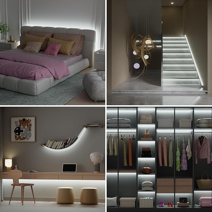 PAUTIX COB LED Strip Light 32.8ft,Engineering Level UL Listed Daylight White 6000K,CRI93+ Super Bright High Lumen,Dimmable 24V Flexible LED Tape Light with RF Remote,for Home&Office Decor DIY Lighting