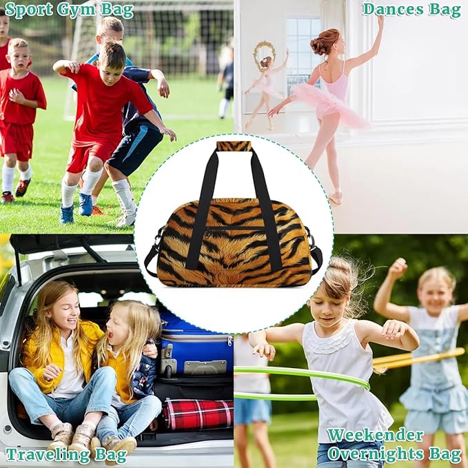 Sports Duffle Bags Travel Duffle Bag Gym Bag Animal Tiger Print Weekender Travel Bag Waterproof Overnight Bag Carry On Travel Tote Bag Dance Bags