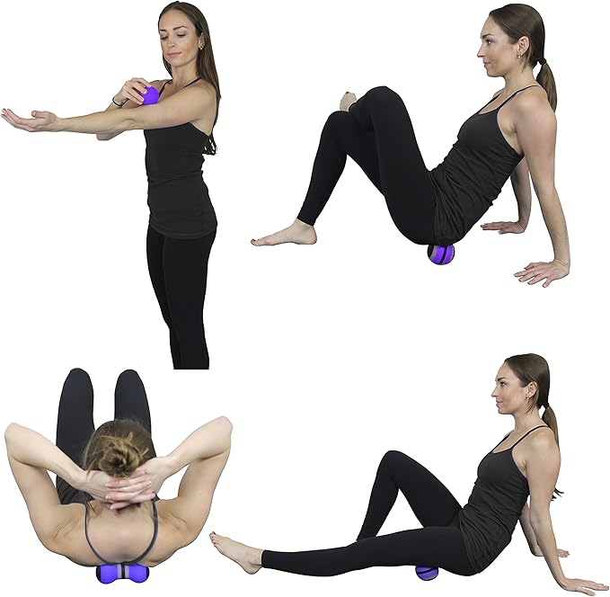 Posture Magic Massage Ball Kit for Myofascial Trigger Point Release & Deep Tissue Massage - Set of 6 - Large Foam/Small Foam/Lacrosse/Peanut/Spiky/Hand Exercise Ball (Purple)