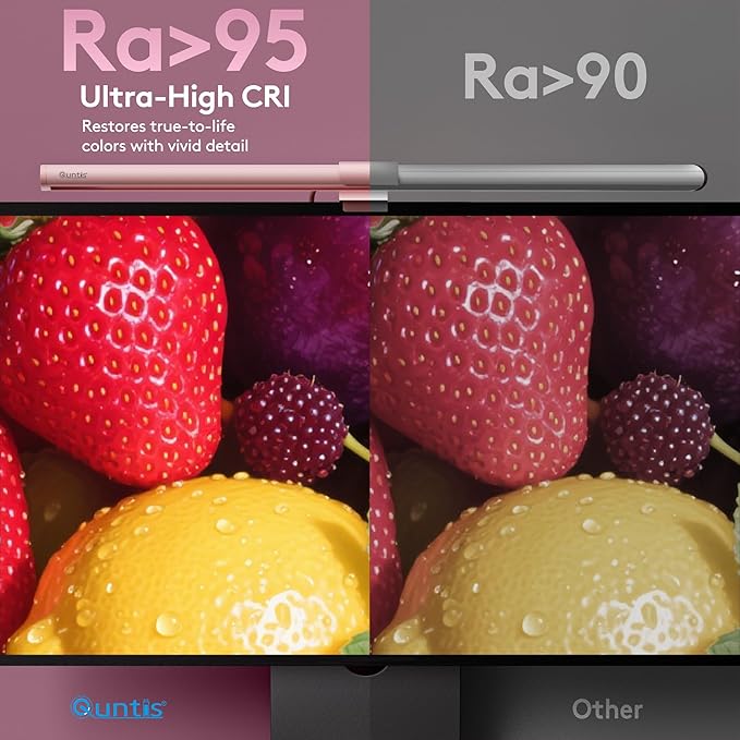 Quntis 20" Pink RGB Monitor Light Bar, 15 Gaming Backlight Modes, Eye-Care No Glare, Adjustable Frontlight Brightness & Color Temperature Remote Control, Modern Aesthetic USB Reading Monitor Lamp