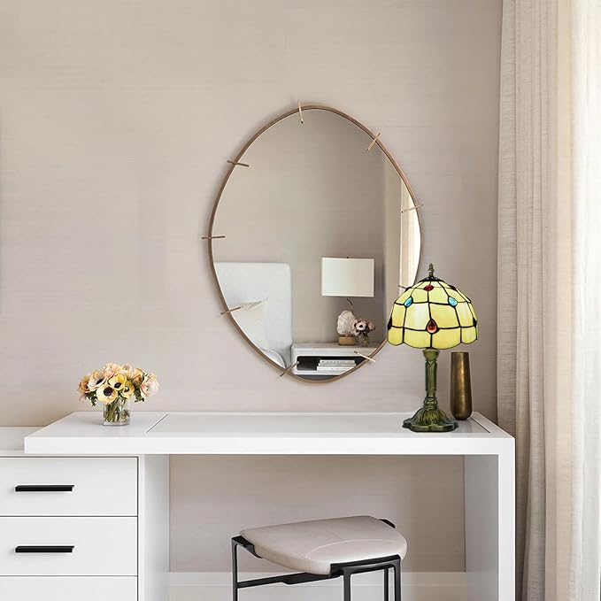 8 Inch Tiffany Lamp, Small Stained Glass Lamp For Bedside, Living Room, Yellow