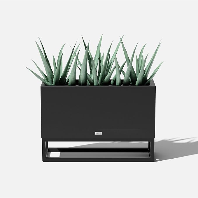 Veradek Block Series Raised Long Box Planter for Patio & Garden | Durable All-Weather Use with Aluminum Stand | Modern Décor for Herbs, Flowers