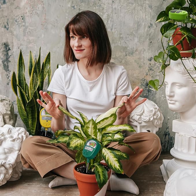 Gardtech Soil Moisture Meter - 4-in-1 Soil Test Kit Without Battery, Soil Moisture/Light/Nutrients/pH Meter for Plant, Garden, Lawn, Indoor & Outdoor (Yellow)