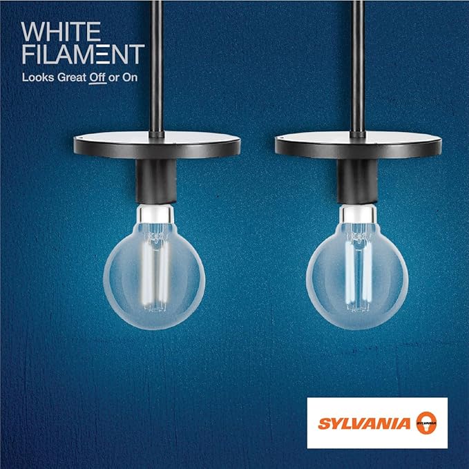 Sylvania G16.5 Clear Globe LED White Filament Bulb, 3.5W, Dimmable, 350 LMS, Candelabra Base, 2700K, Soft White - 2 Pack (42243)