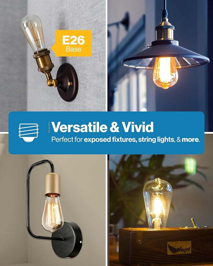 Sunco 40 Pack Edison Bulbs LED ST64, Clear Vintage Filament Waterproof Bulb, 800 LM, 8W (60W Equivalent), ST19, 3000K Warm White, E26 Medium Base, Decorative Dimmable UL