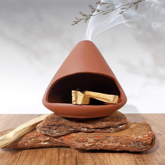 Terracotta Zongzi Palo Santo Holder–Elegant Sage Cone Incense Dish for Zen Meditation Altar, Energy Cleansing&Yoga Spa–Perfect for Mindfulness, Aromatherapy, Stress Relief&Spiritual Decor Gift
